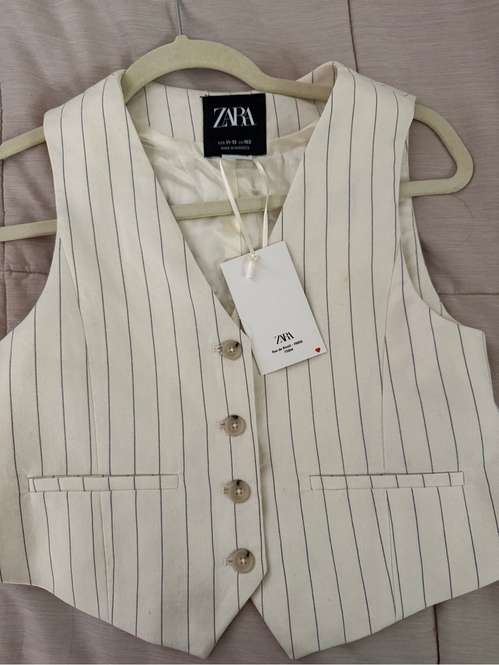 Zara Cream Pinstripe Vest